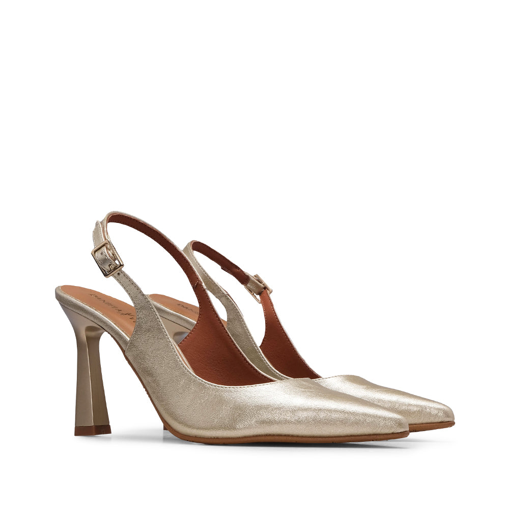 Sapato Salto Alto Mulher Metalizado Platino