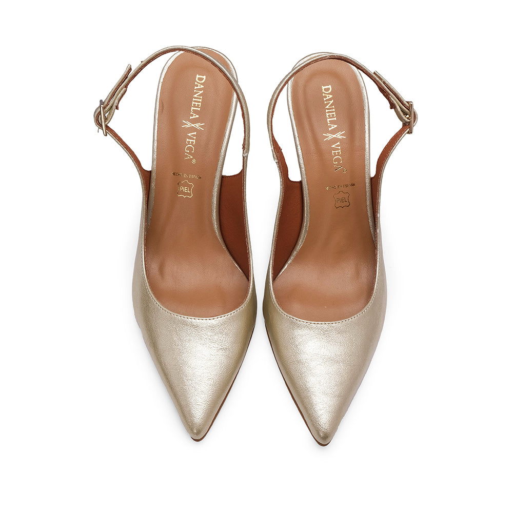 Sapato Salto Alto Mulher Metalizado Platino