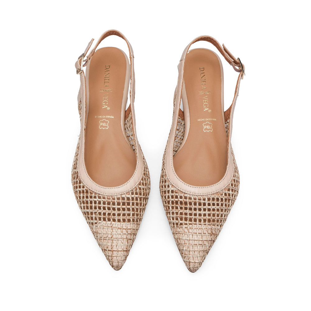 Sapato Salto Raso Mulher Pele Sintética Natural