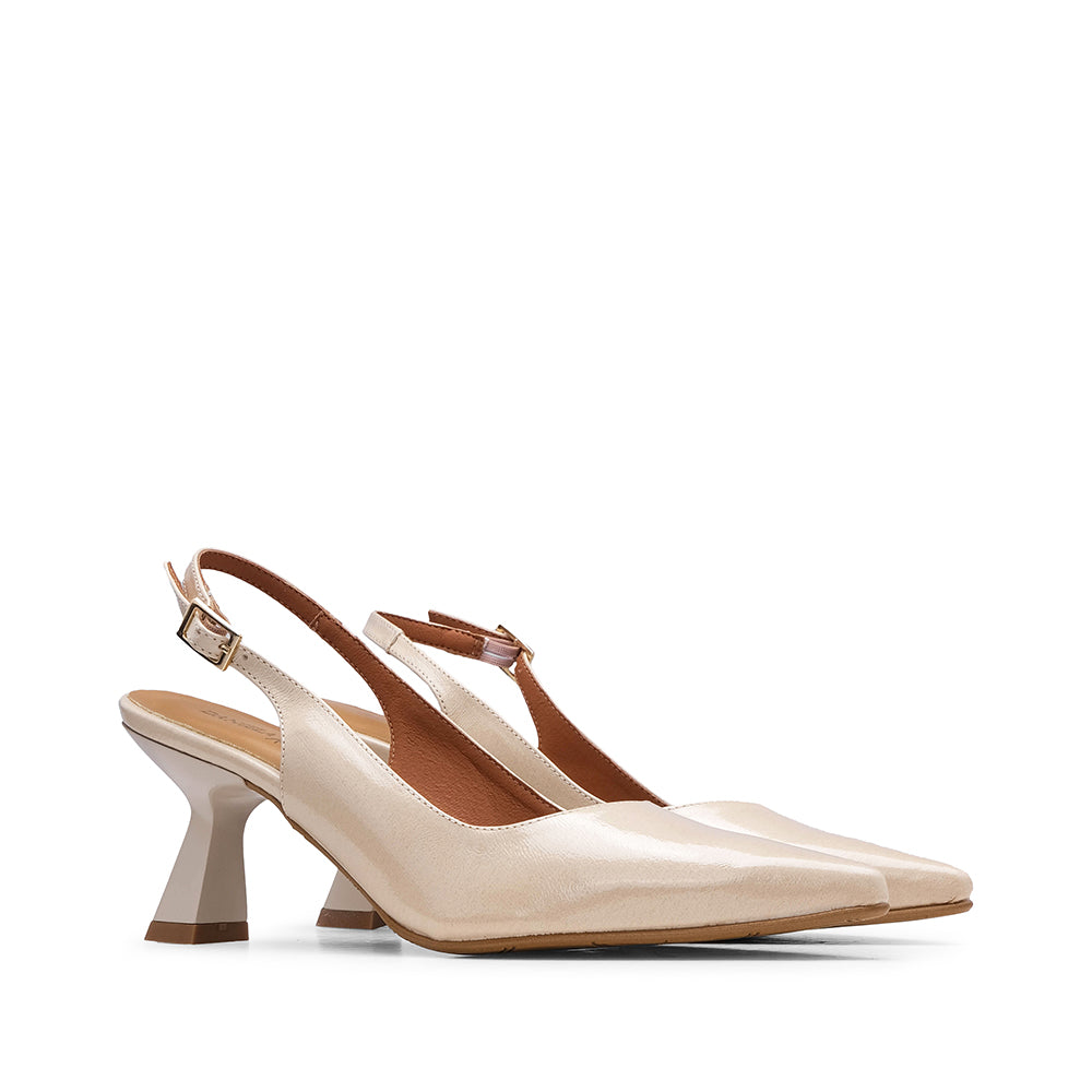 Sapato Salto Alto Mulher Verniz Bege