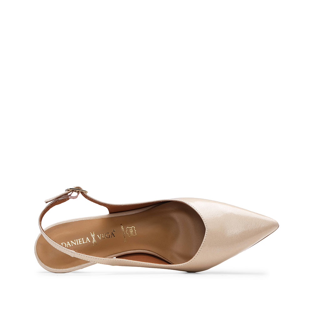 Sapato Salto Alto Mulher Verniz Bege