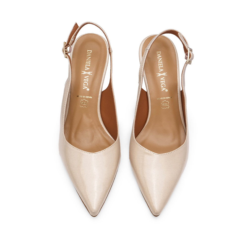 Sapato Salto Alto Mulher Verniz Bege