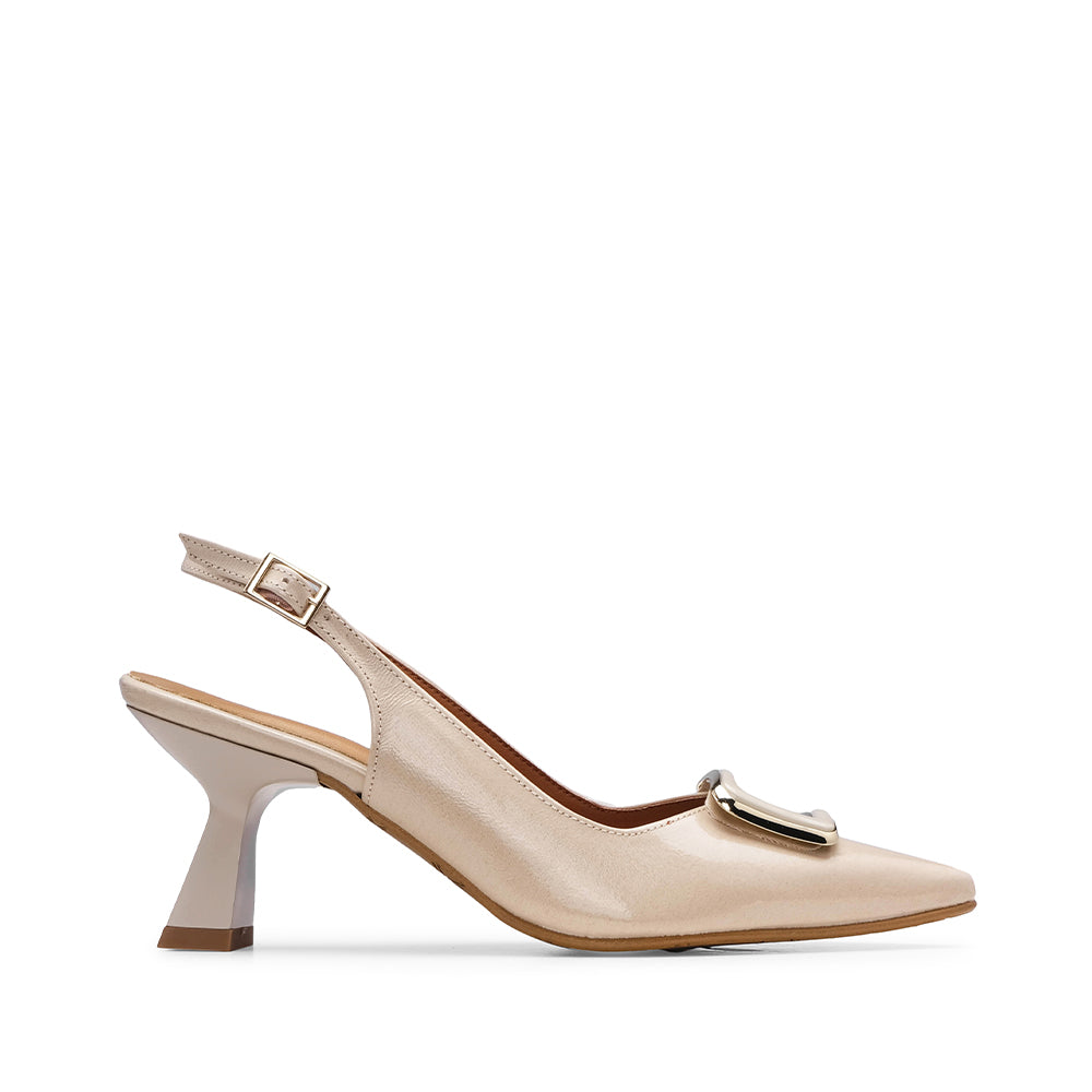 Sapato Salto Alto Mulher Verniz Bege