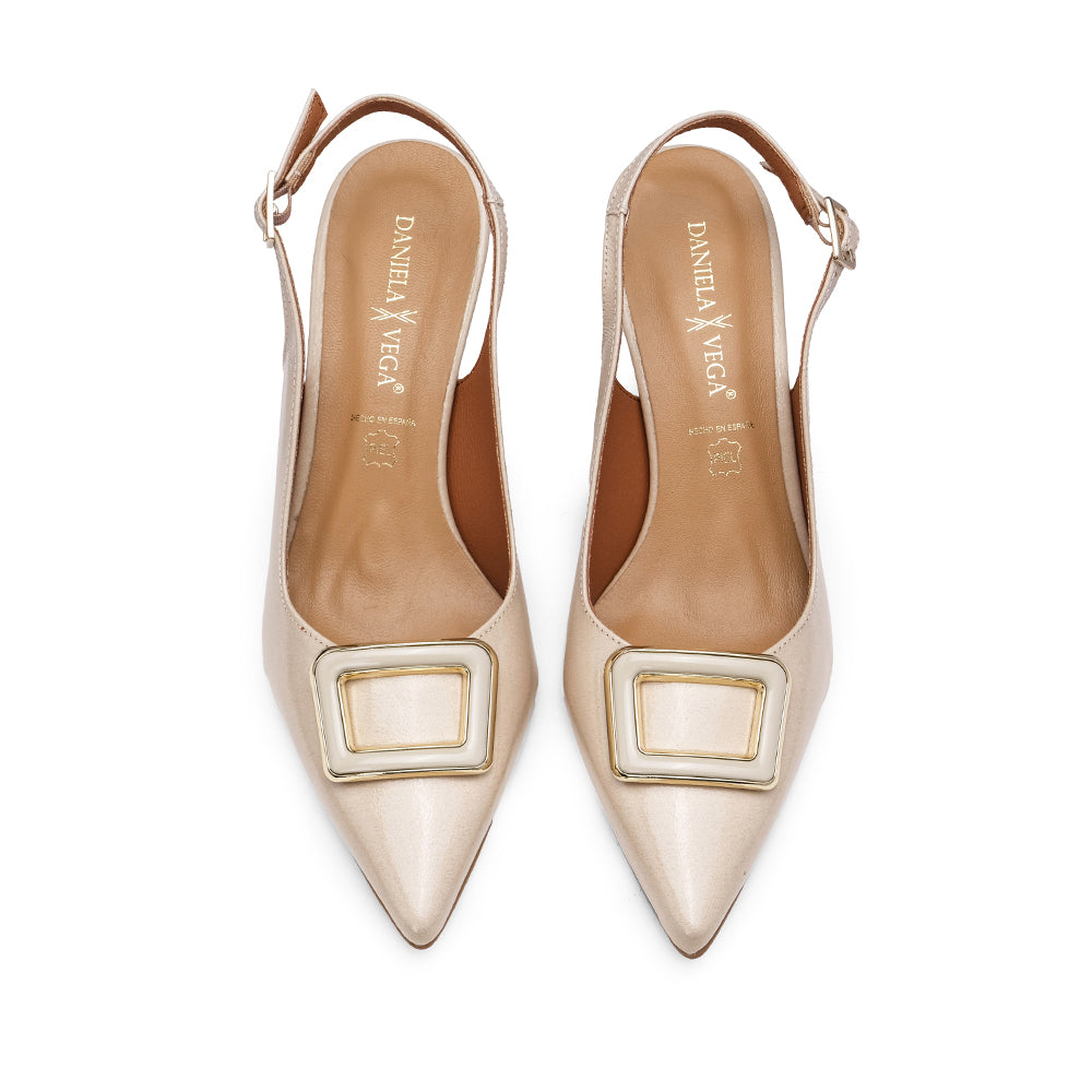 Sapato Salto Alto Mulher Verniz Bege