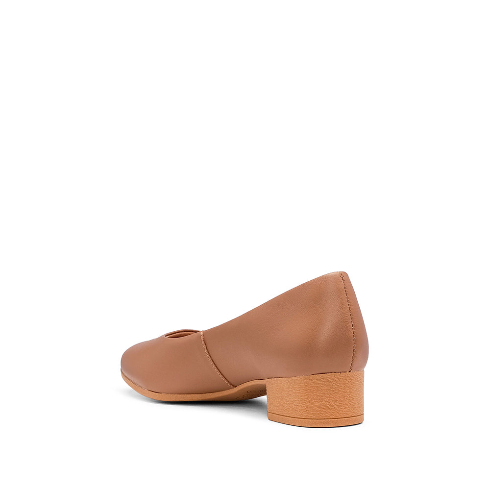 Sapato Salto Raso Mulher Pele Camel