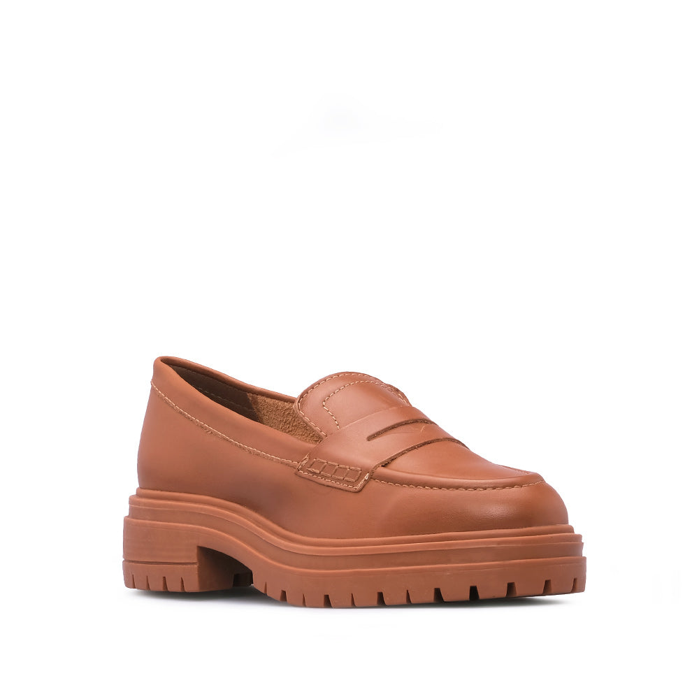 Sapato Mocassim Mulher Pele Camel