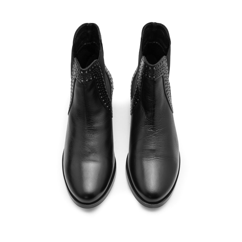 Botim Salto Raso Mulher Pele Preto