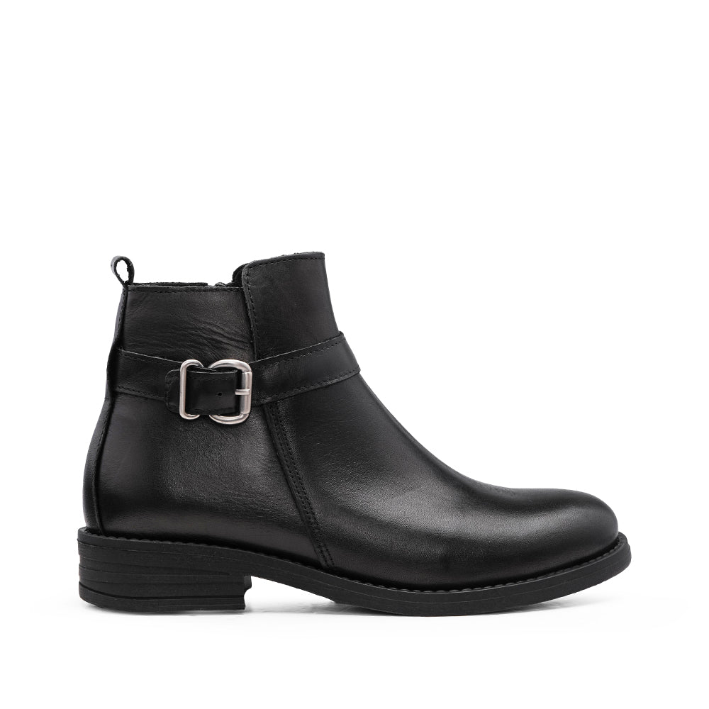 Botim Salto Raso Mulher Pele Preto