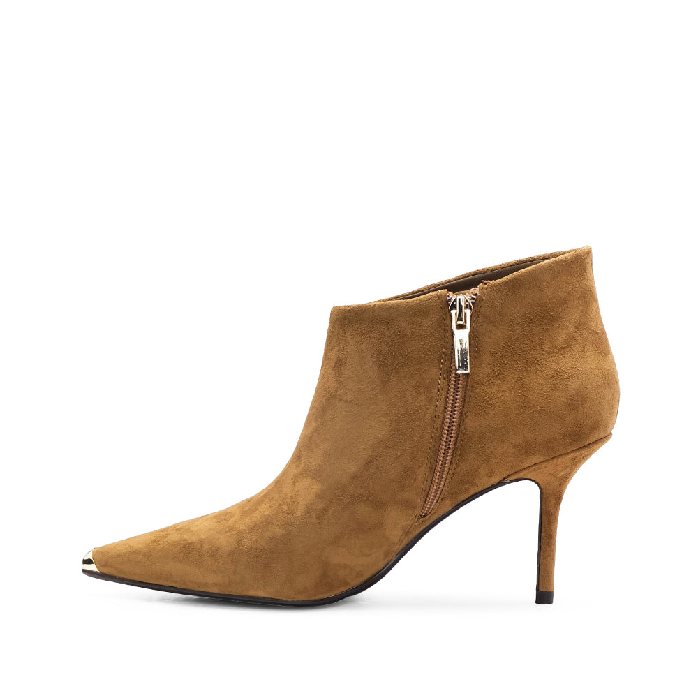 Botim Salto Alto Mulher Camurça Camel