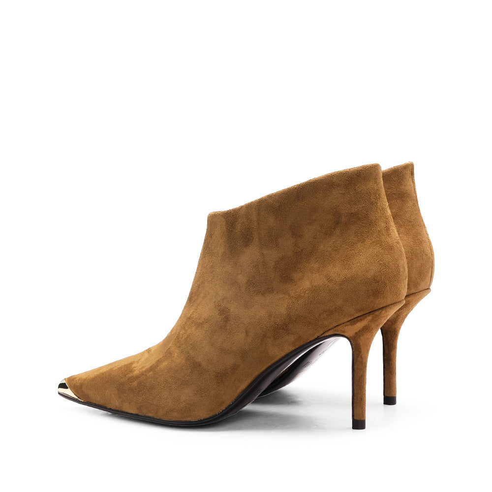 Botim Salto Alto Mulher Camurça Camel