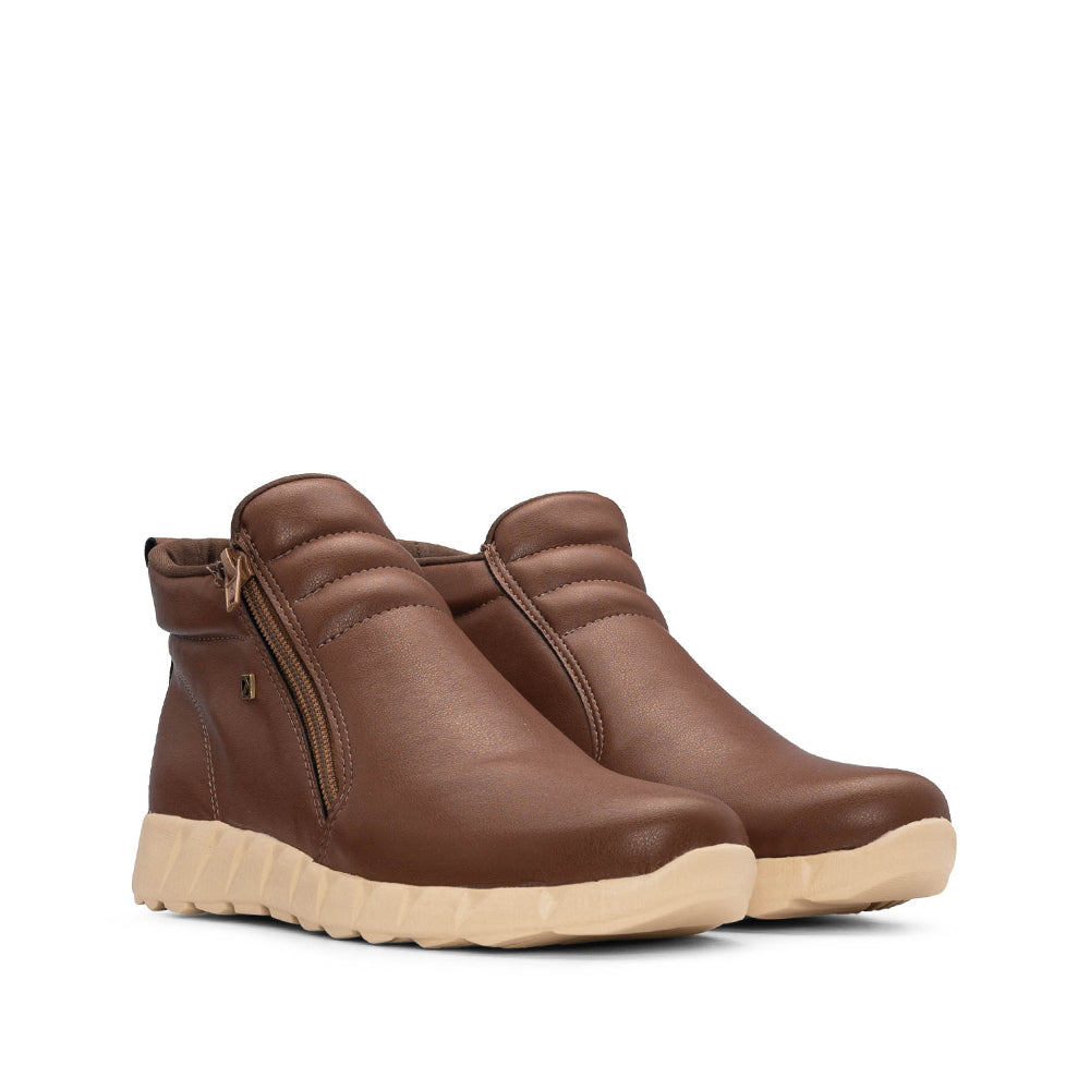 Botim Salto Raso Mulher Cognac