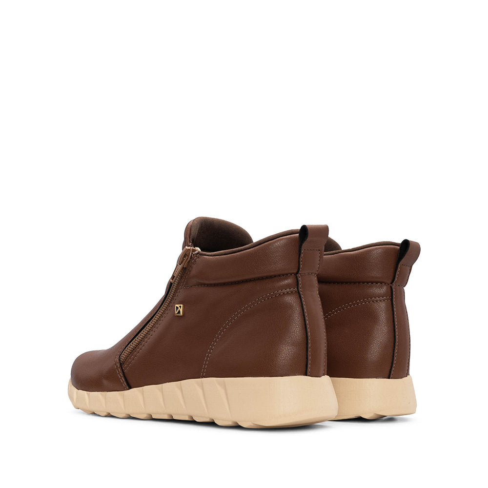Botim Salto Raso Mulher Cognac