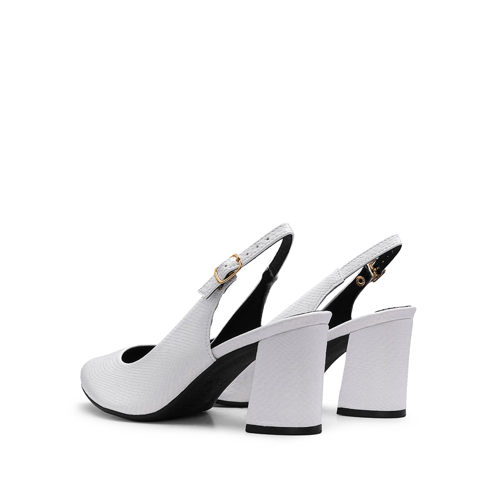 Sapato Salto Alto Mulher Animal Print Branco