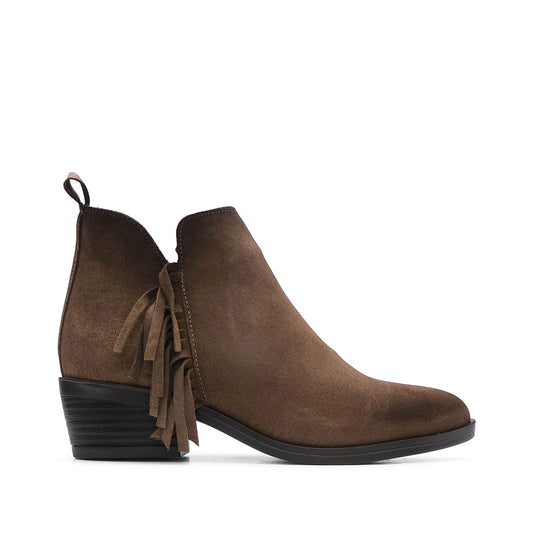 Botim Salto Médio Mulher Camurça Taupe