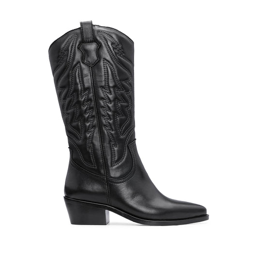 Bota Texana Mulher Pele Preto