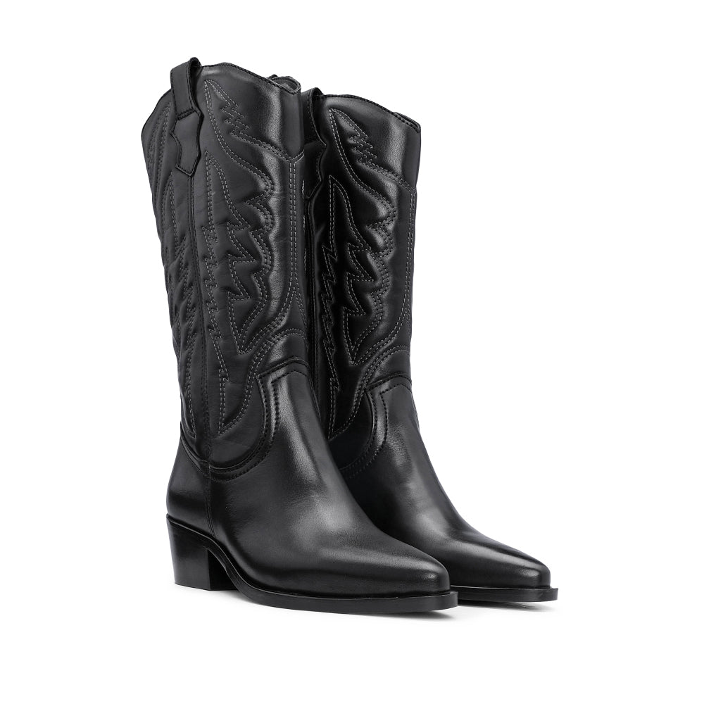 Bota Texana Mulher Pele Preto