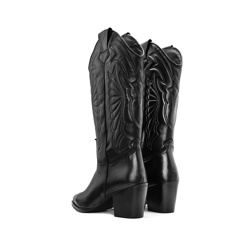 Bota Texana Mulher Pele Preto