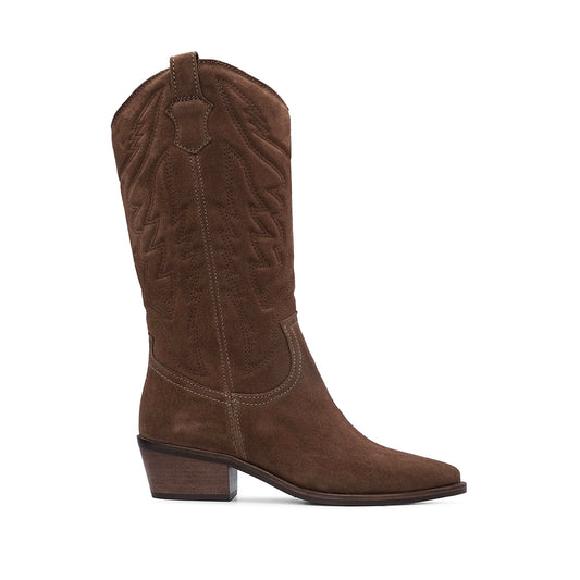 Bota Texana Mulher Camurça Castanho