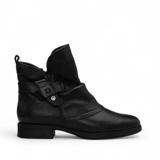 Botim Salto Raso Mulher Pele Preto