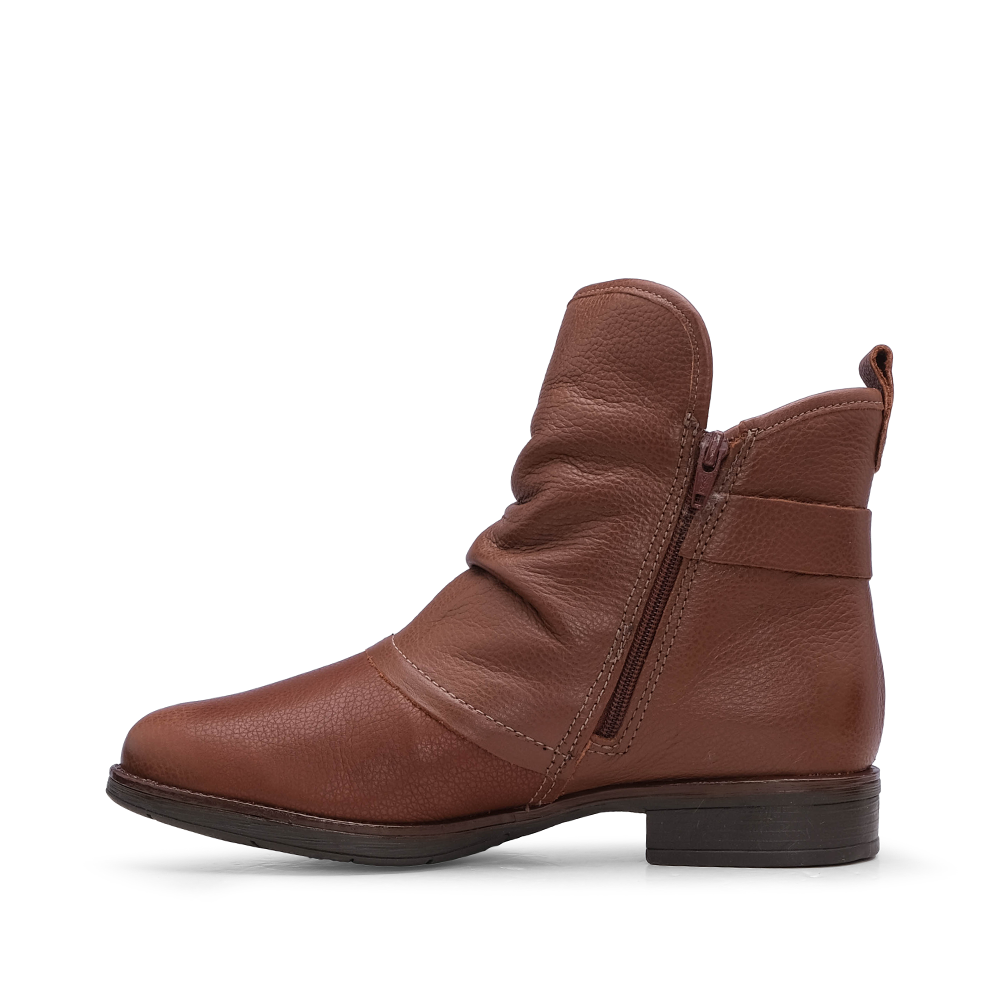 Botim Salto Raso Mulher Pele Cognac