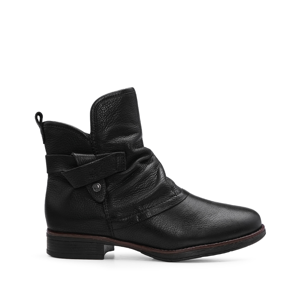 Botim Salto Raso Mulher Pele Preto