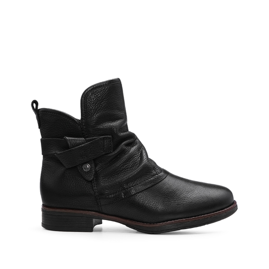Botim Salto Raso Mulher Pele Preto