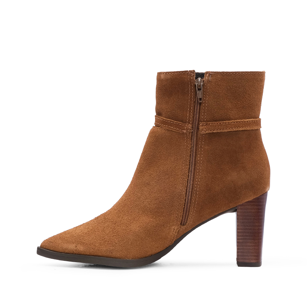 Botim Salto Alto Mulher Camurça Camel