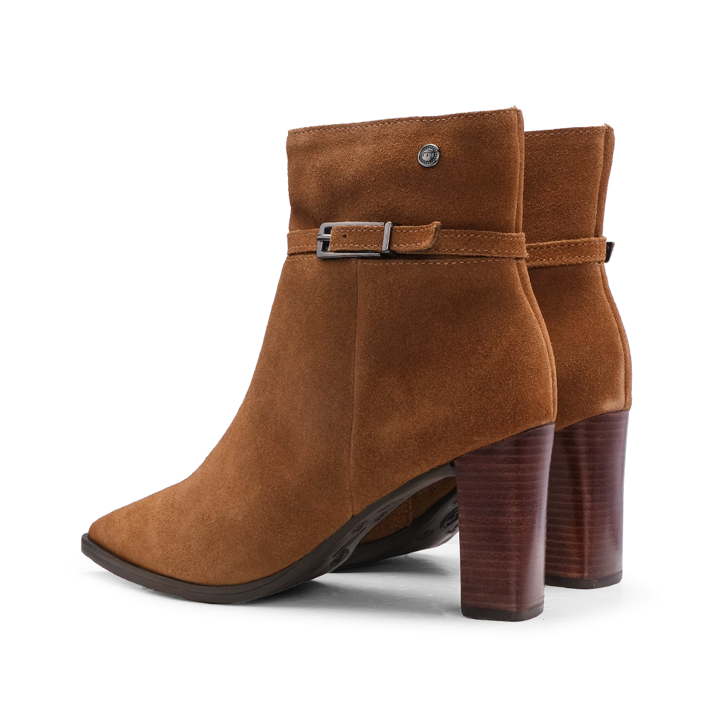 Botim Salto Alto Mulher Camurça Camel