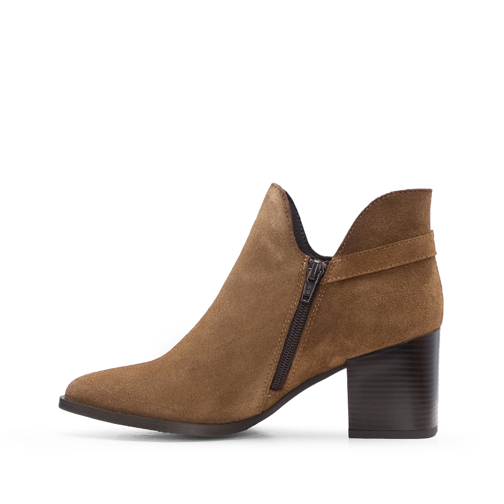 Botim Salto Alto Mulher Camurça Camel