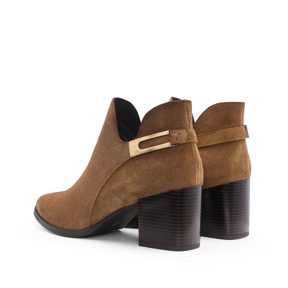 Botim Salto Alto Mulher Camurça Camel