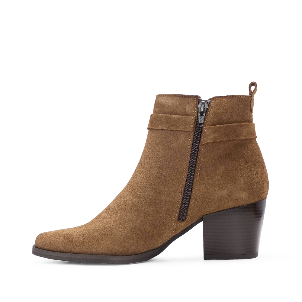 Botim Salto Alto Mulher Camurça Camel