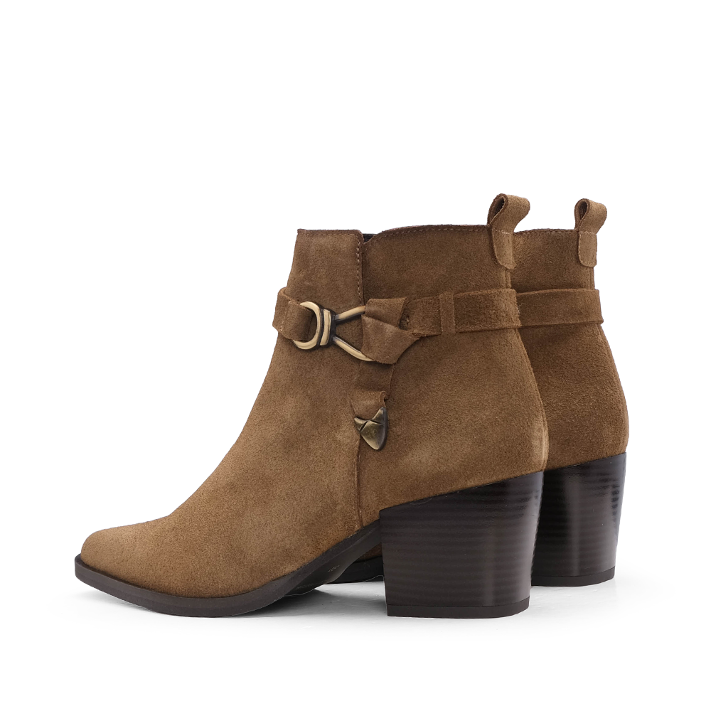 Botim Salto Alto Mulher Camurça Camel