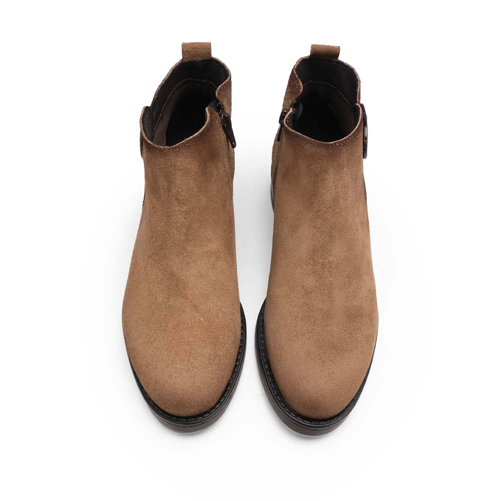 Botim Salto Raso Mulher Camurça Camel