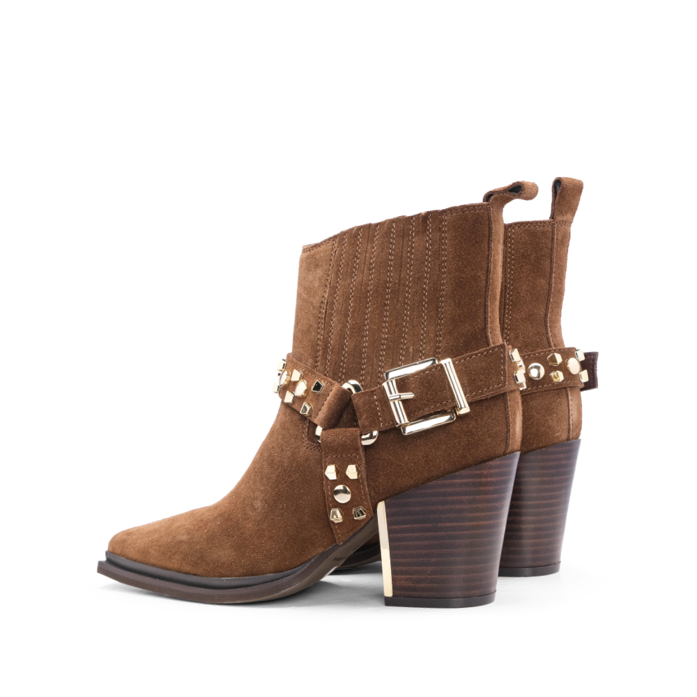Botim Salto Alto Mulher Camurça Camel