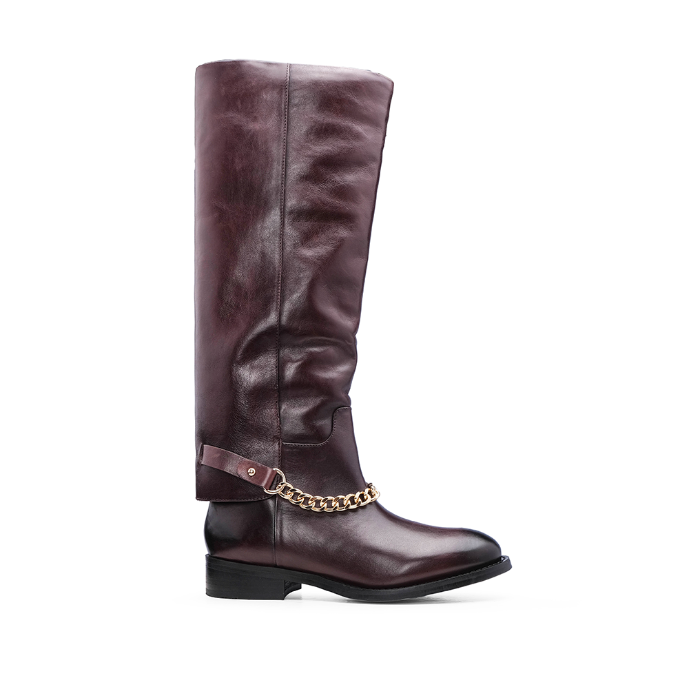 Bota Cano Alto Mulher Bordeaux