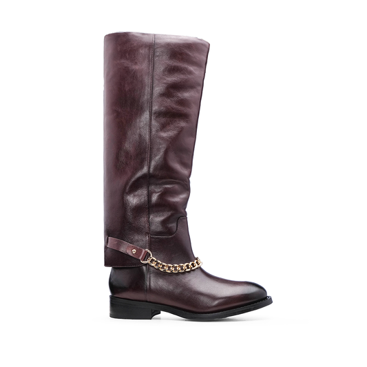 Bota Cano Alto Mulher Bordeaux