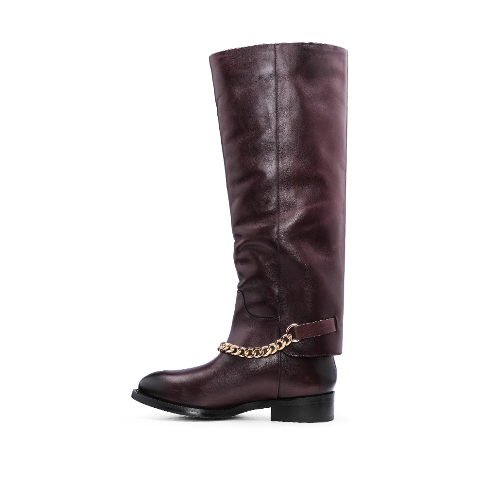 Bota Cano Alto Mulher Bordeaux