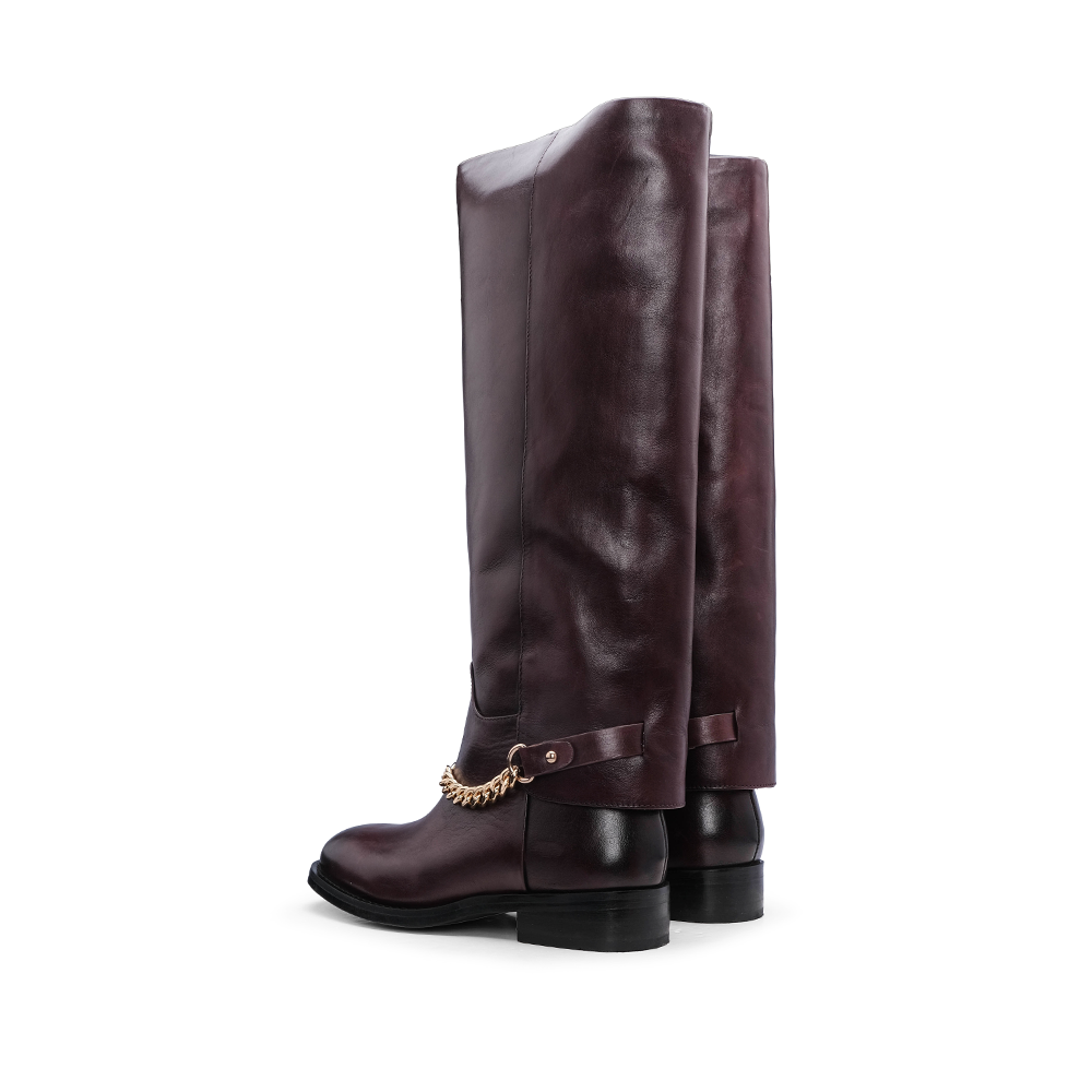 Bota Cano Alto Mulher Bordeaux