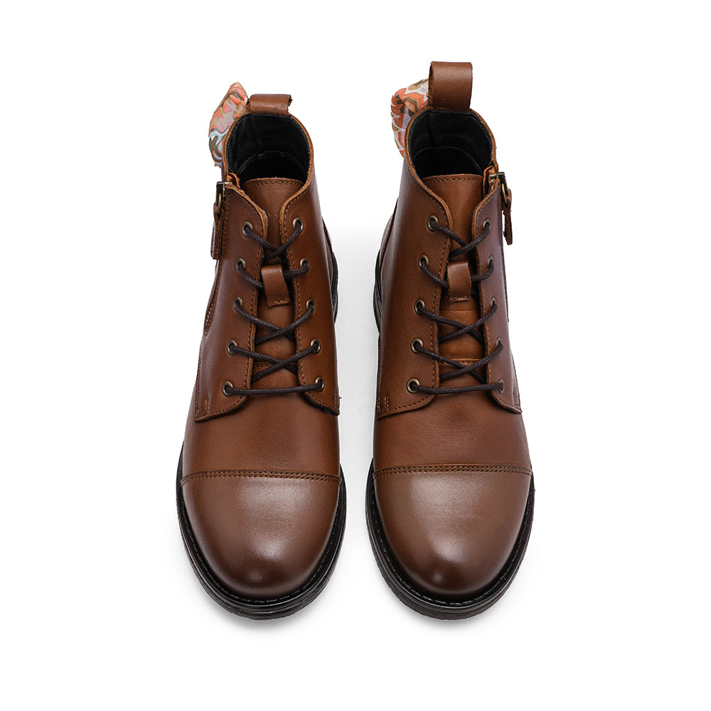 Botim Salto Raso Mulher Pele Camel