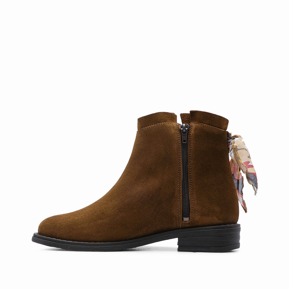 Botim Salto Raso Mulher Camurça Camel