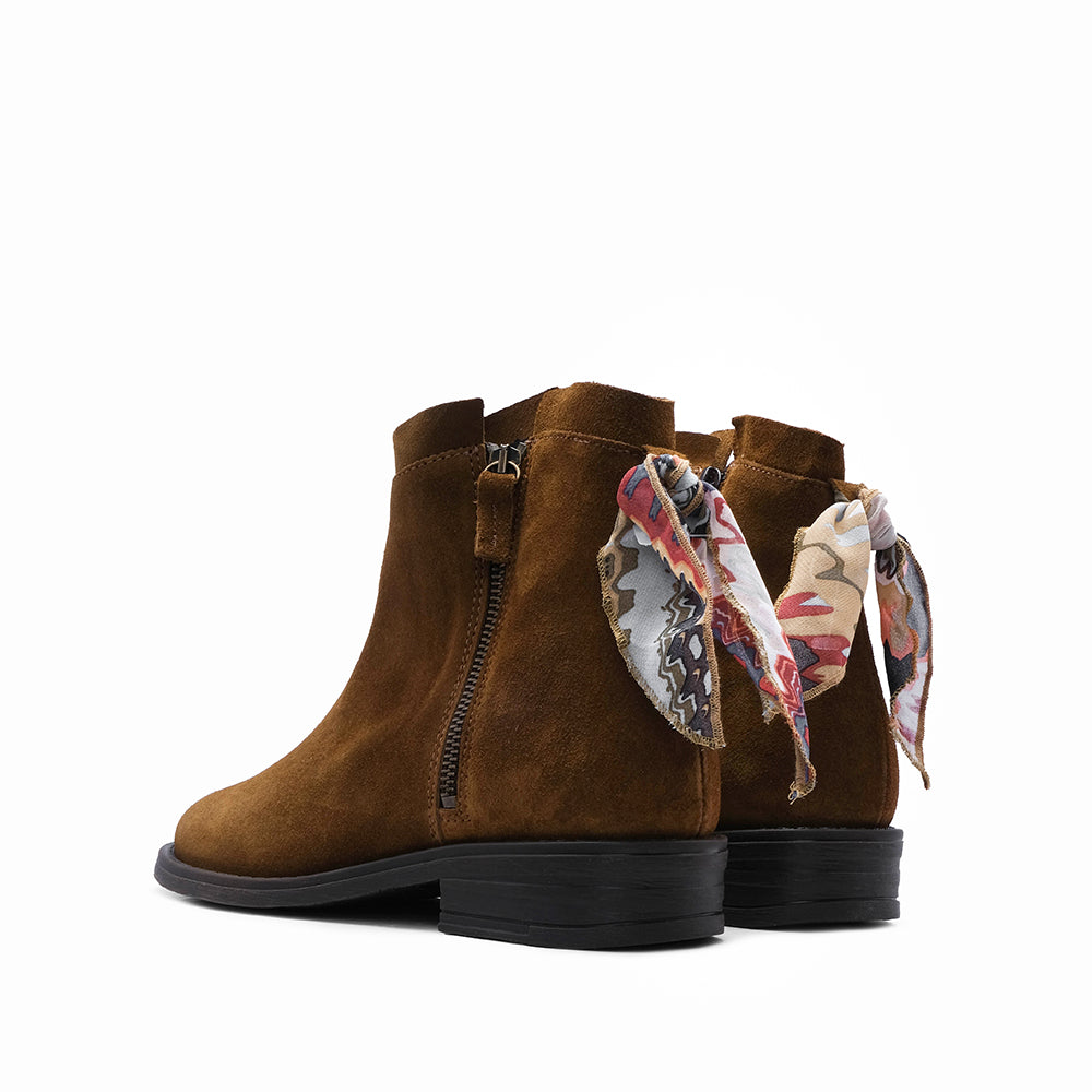 Botim Salto Raso Mulher Camurça Camel