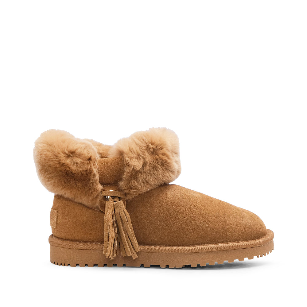 Pantufa Casual Mulher Camurça Camel