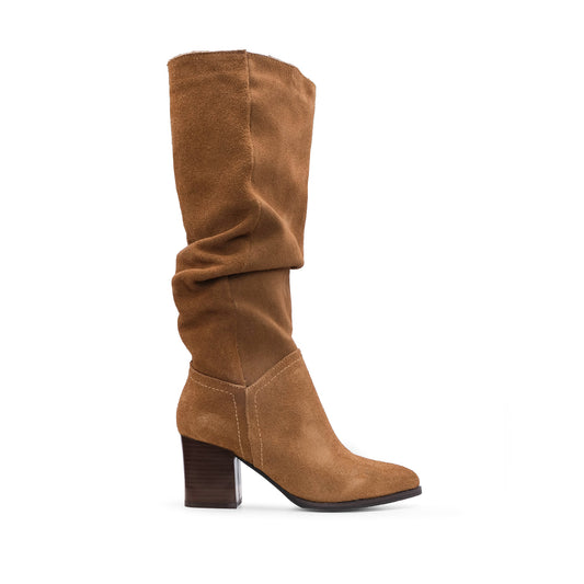 Bota Cano Alto Mulher Camurça Camel