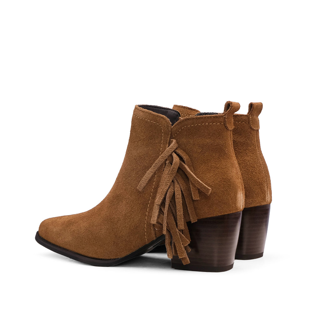 Botim Salto Médio Mulher Camurça Camel