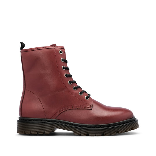 Botim Militar Mulher Pele Bordeaux