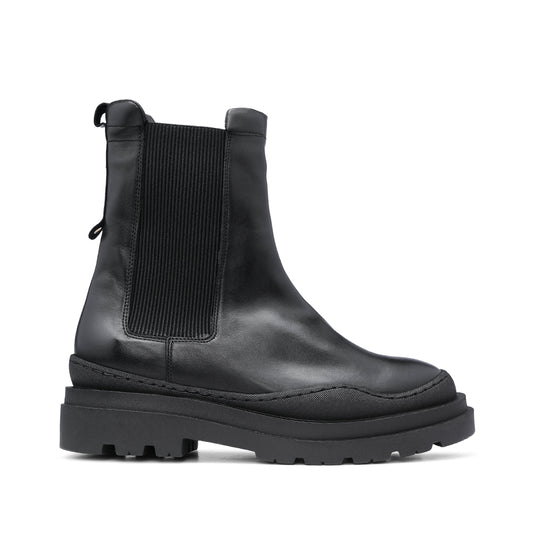 Botim Salto Raso Mulher Pele Preto