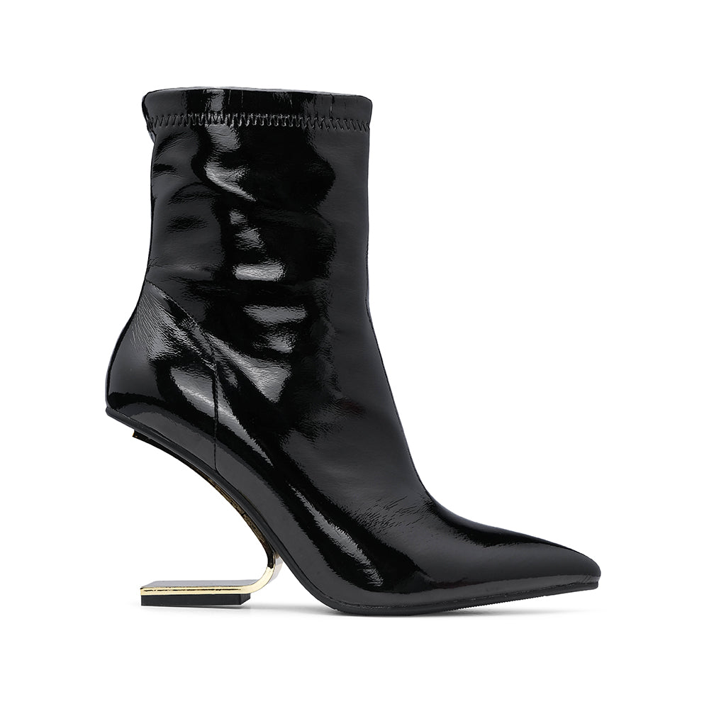 Botim Salto Alto Mulher Verniz Preto