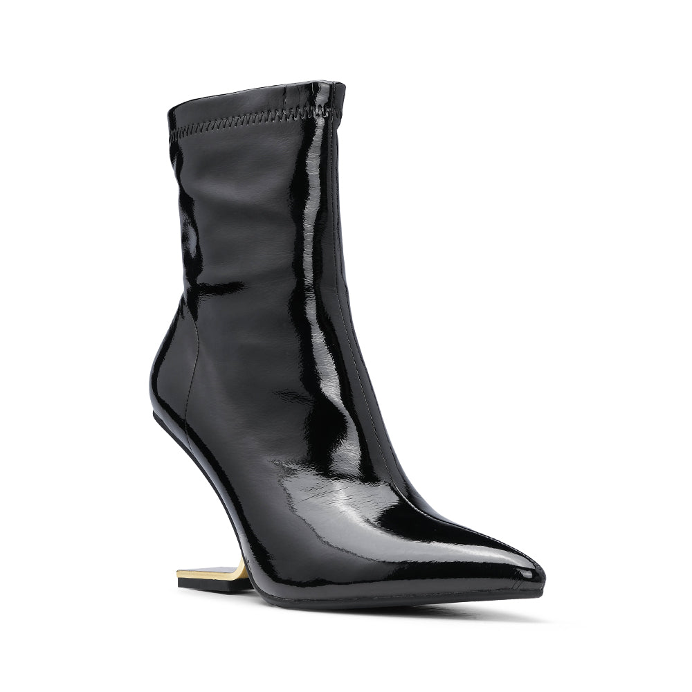 Botim Salto Alto Mulher Verniz Preto