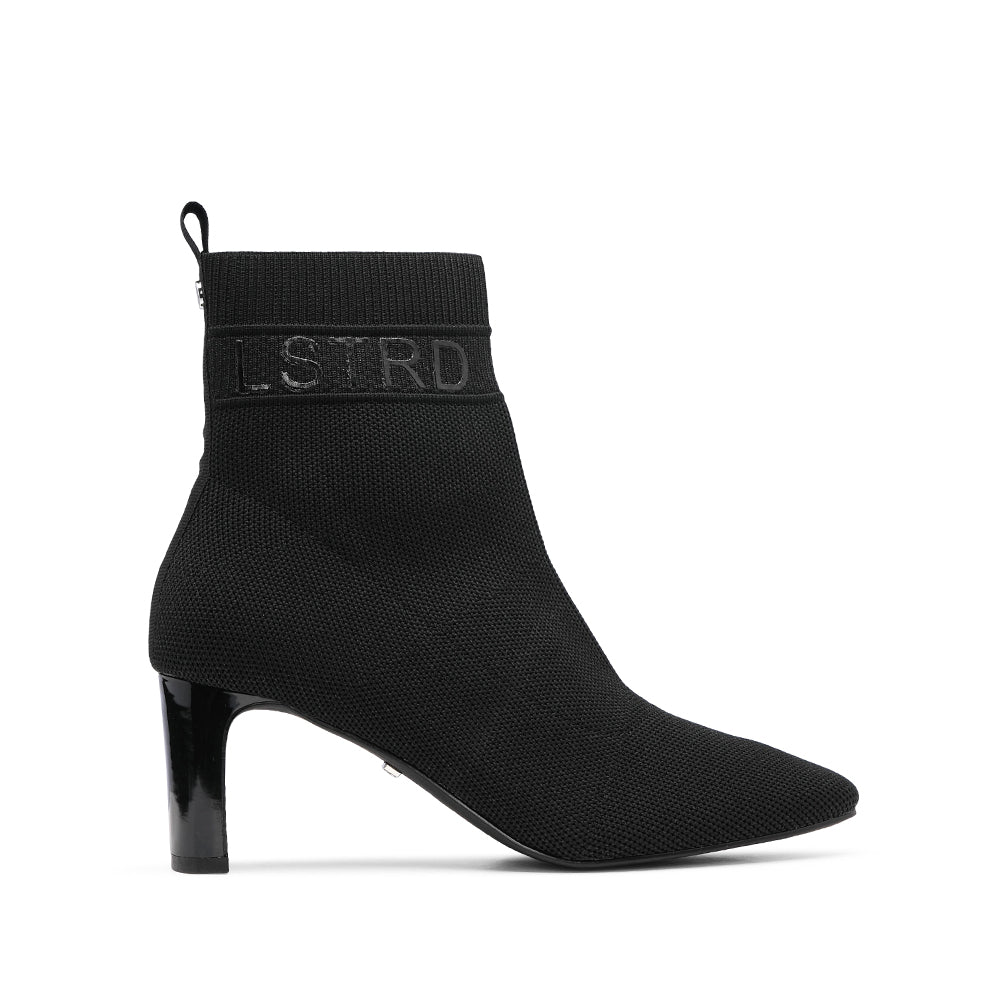 Botim Salto Médio Mulher Têxtil Preto