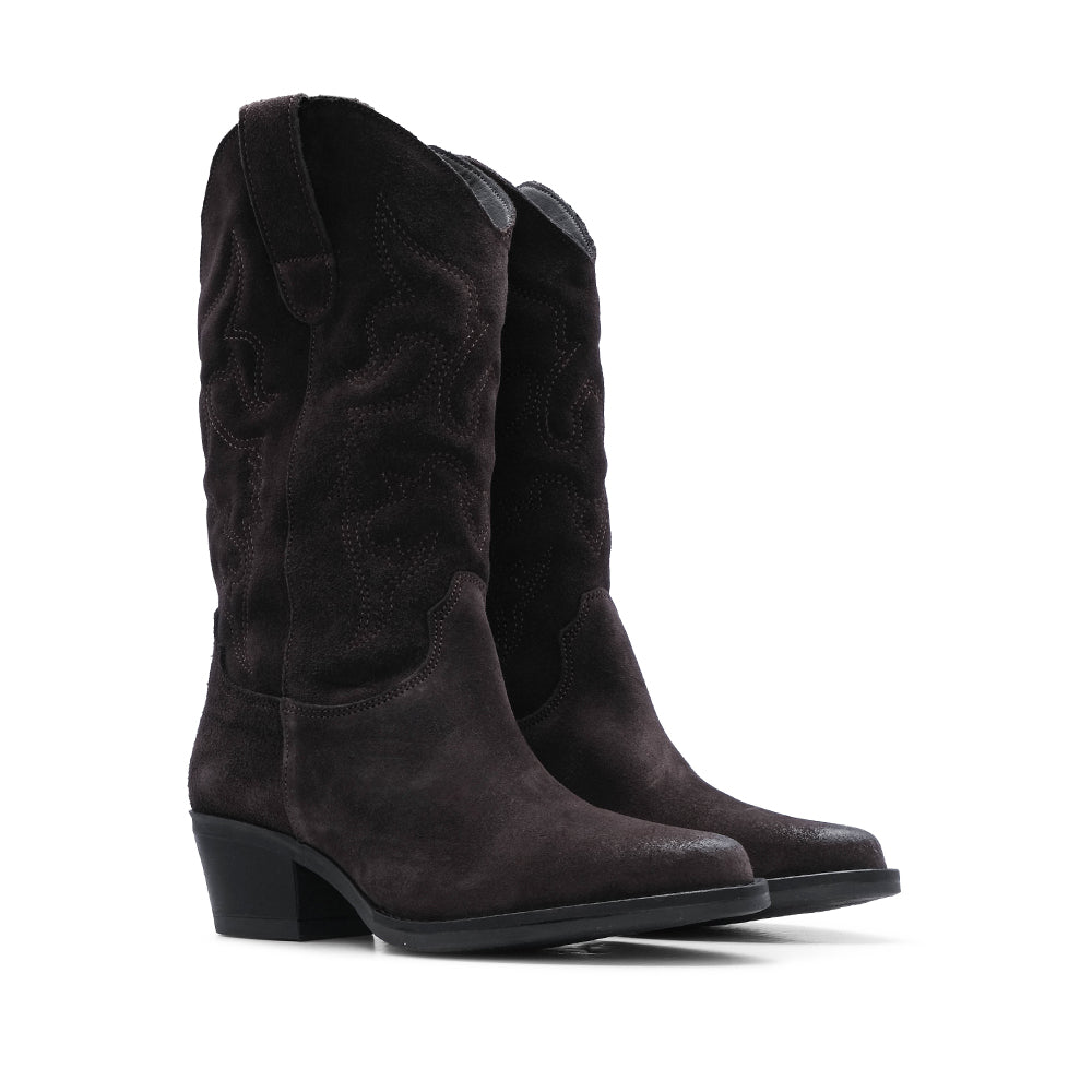 Bota Texana Mulher Camurça Castanho